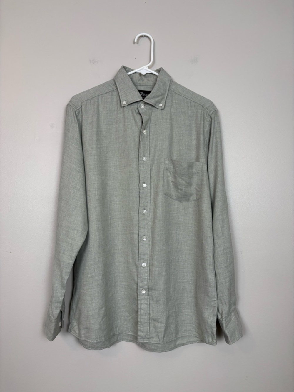 Rodd and Gunn Shirt Mens Med Gray Sports Fit Italian Fabric Long Sleeve